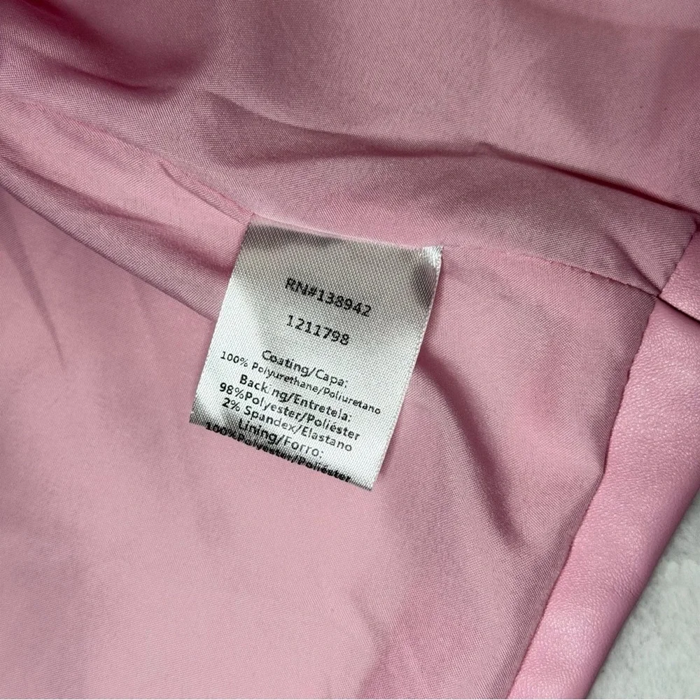 Ontwetth Women’s Cropped Pink Faux Leather Blazer Jacket - Size S